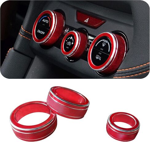 Sport Red Subaru Accessories, for Subaru Forester 2019-2023, Crosstrek 2018-2023, Subaru Impreza Accessories 2017-2023, Interior Trim Air Conditioner Switch Ring 3pcs Red in Saudi Arabia