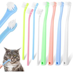 8Pcs Kitten Toothbrush,2 Styles Soft Hair Small Dog Toothbrush,Dental Hygiene Pet Toothbrush to Clean Pet Teeth,Reduce Tartar Formation & Bad Breath for Small to Large Dogs,Cats,and Most Pets