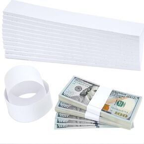 Money Bands White Kraft Currency Straps Self Adhesive Currency Straps for Bill(550PCS, 7.6x1.1 in)