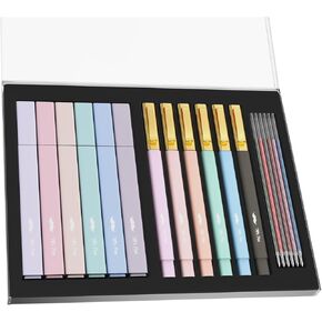 Mr. Pen- Aesthetic Highlighters and Pens with Case, 12 Pack, 6 Pen Refills, Cute Highlighters Assorted Colors, Colorful Ink Bible Pens, Bible Pens No Bleed Through, Highlighter Set
