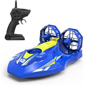 POCO DIVO Amphibious Hovercraft, 2.4Ghz RC Boat, Radio Remote Control Watercraft, Pool Lake Ice Smooth Land Twin-Propeller ACV air-Cushion Vehicle, Kids Gift STEM Education Science Toy