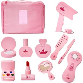 Wooden Makeup Toy Set，Toddler Wooden Makeup Kit for Girls，Pretend Makeup Kit for Little Girls Gift Ages 3+
