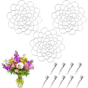 6" Flower Arrangement Holder, Stainless Steel Flower Frogs for Arrangements Vase, Bendable Floral Grid,Reusable Spiral Ikebana Stem Holder for Vase Floral Stems Bouquets Plant Fixation (3PCS)