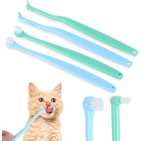 4PCS Small Dog Toothbrush Soft Bristles Cat Tooth Brush, Tooth Brushing Kit with Micro Round & Pointed Head for Puppy, Kitten & Small Pet, Doggy Toothbrushes Dental Hygiene Convenient, Easy Handle