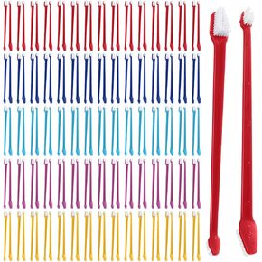 150 Pcs Dog Toothbrush Dual Headed Dog Pet Toothbrush Puppy Tooth Brushing Kit Long Handle Dog Tooth Brush Soft Bristles Dental Brushes for Large Small Dogs Cats and Most Pets Teeth Cleaning, 5 Colors