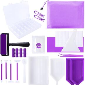 Lymusumi 61pcs 5d Diamonds Art Artosities and Tools Kits with Diamond Paint Roller and Diamond Art Box للبالغين أو الأطفال （الأرجواني）