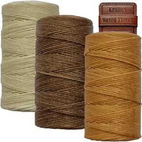 مؤشر ترابط شمعي 3x خيط شمع ، 65 YARDX0.8MM شمع السلسلة ، خيط جلدي مشمع 150D ، الكريمة ، تان وسلسلة شمعية بنية مثالية للحلم مستلزمات