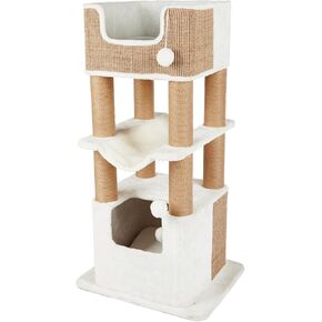Trixie Lucano XXL 43 in Cat Tower ، وظائف خدش Sisal ، شجرة القط مع شقة فخمة ، وسائد ، ألعاب القط المتدلي ، بني