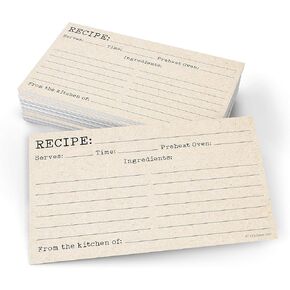 321Done 3x5 Recipe Cards (Set of 50) Small Typewriter Rustic Kraft Tan Vintage - From the Kitchen Of - Double-Sided for Weddings, Bridal Shower, Baby, Recipe Gift Exchange - Made in USA - Minimalist