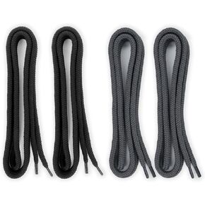 4 Pieces Drawstring Cord Replacement Round 6mm x 135cm/53 Inch Sewing Threaders for Sweatpants, Shorts Pants, Hoodie, Jacket, Shoelace, Shoe Sneaker, Tote, Cloth Bag (Black/Grey)