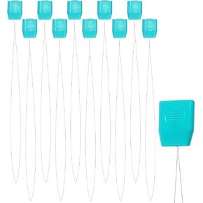 TIESOME 10 PCS 7.87 Inch Long Needle Threaders, Stainless Steel Embroidery Floss Punch Needle Threader Needle Threader Tool for Punch Needles Cross Stitchs DIY Sewing Craft Works