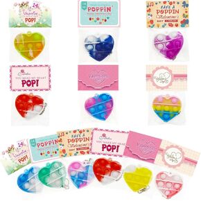 24Pcs Valentines Day Cards for Kids, Heart Mini Pop Bubble Fidget Toys, Valentines Day Gifts for Kids, Exchange Cards for Girls Boys Toddlers, Classroom Party Favors