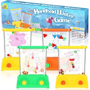 4 Pieces Handheld Water Game Arcade Water Ring Water Tables for Beach Toys Fish Rings Party Favor Fun Game Basketball Fun Gifts Without Water in a Gift Box 2.6 x 3.27 in (Vivid Style)