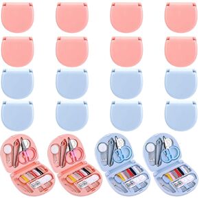 AHQiZFX 20 Pack Mini Travel Sewing Kit, Portable Sewing Tool Kits, DIY Sewing Supplies, Plastic Sewing Kit, Beginner Emergency Sewing Repair Kit with Threads Scissors Hand Sewing Needles (Blue, Pink)
