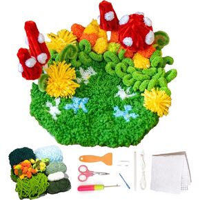 CRAFT CLUB Mushroom Meadow Moss Coaster Kit DIY Craft Set with Video Tutorials Includes Tools Yarn Materials Ideal for Beginners and Experienced Crafters