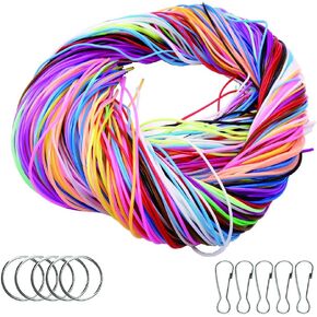 Plastic Lacing Strings, 200 Pieces DIY Handmade Craft Gimp Lacing Cord Weaving Rope for Jewelry Making-20 Color with 10 PCS Snap Clips and 10PCS Key Chain Rings