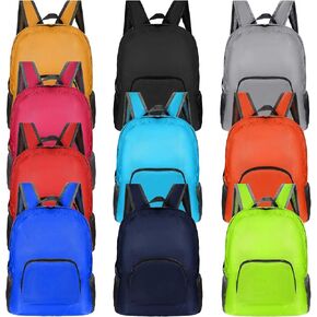 Sherr 10 Pack 17" Classic Backpacks in Bulk Foldable Lightweight Back Packs Basic Assorted Colors Bags Bulk Colorful Classic bags for Outdoor Travel Supplies