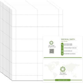 Mr-Label 500 Printable Business Cards 3.5" x 2", Photo Grade Color Printing, 240gsm Heavyweight Micro-Perforated Glossy White Double-Sided Inkjet Paper Cardstock