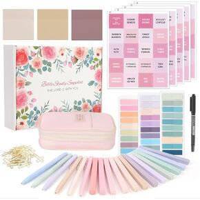 SKYDUE Bible Journaling Kit, Bible Study Supplies, Aesthetic Book Annotation Kit, Highlighter Set No Bleed, Bible Journaling Kit for Gift Pink