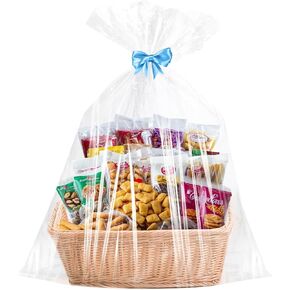 6PCS Large Cellophane Bags 30x40 Inch Clear Cellophane Gift Bags Cellophane Wrap For Gift Baskets 2.5 Mil Thick