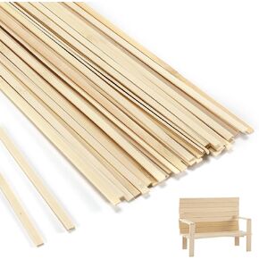 50 Pcs Extra Long Natural Bamboo Sticks for Crafts - 15.7in Precut Wooden Sticks Stakes for Crafting Arts Projects