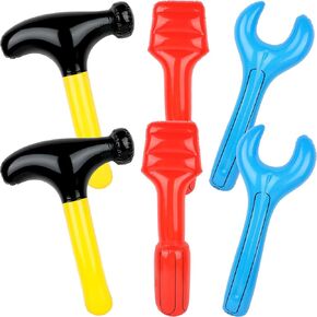 6 Pack Inflatable Tool Set Construction Tool Inflatable Toy Blow Up Tool Kit Props Include Inflatable Hammer Inflatable Wrench Inflatable Screwdriver for Construction Tool Party Decor
