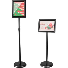 MR Ironstone Sign Holder Stand ، موقف لافتة أرضية قابل للتعديل مع عرض إطار مفتوح ، 8.5 × 11 بوصات ، موقف خارج في الهواء الطلق/داخلي للمكتب المنزلي أو المدرسة أو الأحداث التجارية أو البيع بالتجزئة