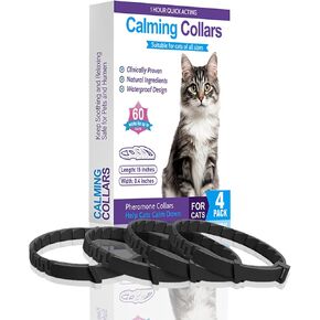 Calming Collar for Cats,Pheromone Collar for Cats, Cat Anxiety Relief for 60 Days,Adjustable, Water-Resistant & Breakaway Calming Collar Make Cat Relaxed 4 Pack
