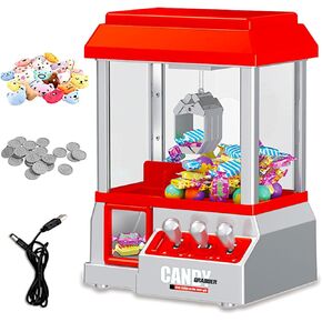 POCO DIVO Classic Claw Machine Arcade Grabber, Plushies Gift Candy Prize Figures Capsules Dispenser, Adjustable Game Music Token Slot Play, Battery USB Power Treats Crane, Kids Boys Girls Vending Toy