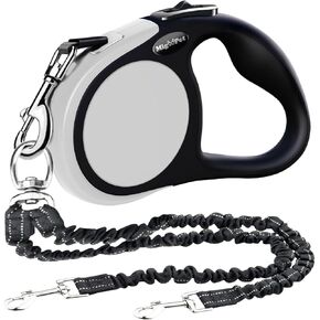 Double Retractable Dog Leash for Two Dogs Up to 50 lbs Per Dog - 16 ft Coupler Dog Leashes for Small Medium Dogs - One Locked System, Non Slip Grip, Tangle Free