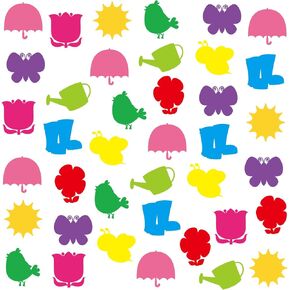 Geyee 108 Pcs Spring Paper Flower Cutouts Spring Bulletin Board Decorations Flowers Butterflies Bees Birds Cut Outs for Kids Classroom Wall Door Decoration