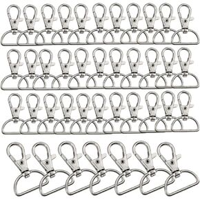 Swivel Clasp Hooks,Key Chain Clip Hooks, D Ring Clip Lanyard Hardware for Keychain Making, Lanyard Making, Purse Hardware,40 Pcs (1"Lnside Width)