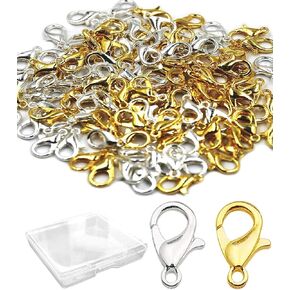 120 Pieces Stainless Steel Lobster Claw Clasps, PinCute Silver & Gold Bracelet Necklace Clasps, Lobster Claw Clasps for DIY Jewelry Findings Making (12x7mm)