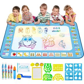 Water Doodle Mat - Kids Painting Writing Color Doodle Drawing Mat Toy Bring Magic Pens Educational Toys Birthday Christmas Gifts for 3 4 5 6 7 8 Years Old Boys Girls, 60 x40 Inche - Alphabe