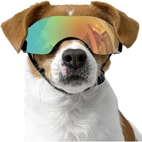 Dog Sunglasses Dog Goggles BAUTIZADOD UV Wind Dust Fog Protection Pet Goggles Eye Wear with Adjustable Strap for Medium Dog, Red