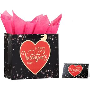 souloduce 13 inch Valentine’s Day Gift Bags, Complete with Wrapping Paper, Ideal for Children, Him, Her, Boyfriend, Girlfriend, Classroom, and Valentine’s Gifts for Men and Women(1PCS)
