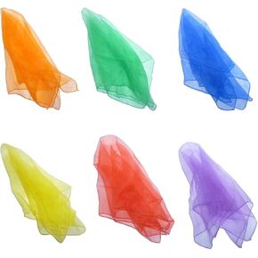 Hoerev Pack of 6 Approx.16" x 16" Juggling Dancing Scarves Floaty Small Scarves,Mixed