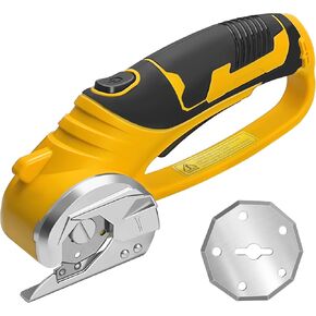 Cordless Electric Scissors，Automatic Scissors for Fabric Cutting，Cardboard Cutter Electric with 2 x Stainless Steel Rotary Blade，Power Rotary Cutter for Leather Carpet Plastic Cutting,Sewing