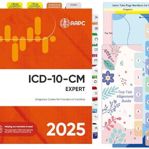 Index Tabs for ICD-10-CM 2025 AAPC Version, Complete Book Tabs Set with Blanks, Bookmarker, Laminated Color-Coded with Alignment Guide & Page Numbers (Book Not Included)