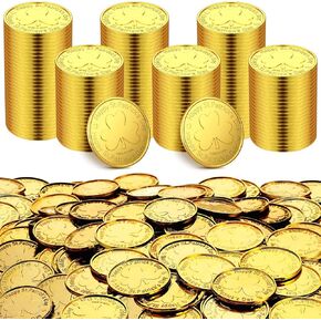 Sanwuta 400 Pieces Gold St. Patrick's Day Plastic Coins Bulk Lucky Shamrock Leprechaun Coins St Patricks Day Decorations with 3 Leaf Clover Patterns for Irish Party Decoration Supplies Favors