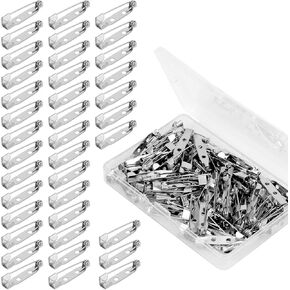100pcs Brooch Pin Backs, 1 Inch Sliver Bar Pins Metal Flat Back Safety Pins Clasp Pin Backs for Crafts DIY Jewelry Making Badge Name Tag Tie Tacks Citation Bars Corsage