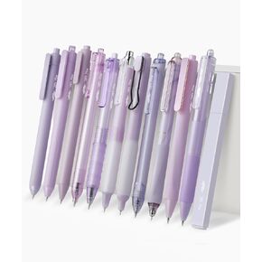 Mr. Pen- Gel Ink Pen Set, 12 pcs, Pastel Purple Barrel, Purple Pens with Black Ink Gel Pens Fine Point 0.5mm, One Highlighter, Cute Pens for Women, Purple Pen Set, Aesthetic Pens for Journaling