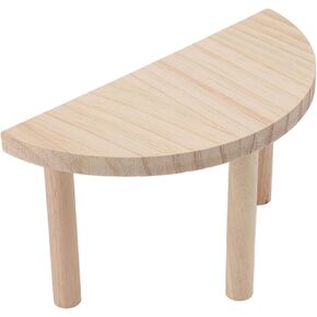 Pssopp Hamster Play Wooden Stand, Wood Half Round Hamster Standing Wood Desk Small Animal Activity Wooden