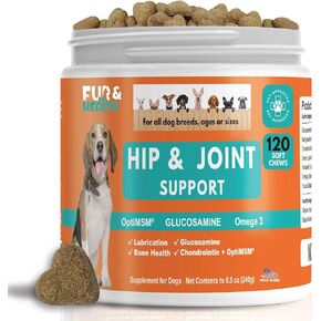 Fur & Health Advanced Glucosamine Chondroitin for Dogs - Hip Joint Pain Relief Soft Chew - Old Dog Joint Supplement Large & Small Breed - Hip Joint Chews Mobility Support
