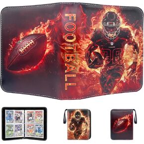 Football Card Binder, 9-Pocket Card Holder, Trading Card Binder Fits 900 Cards with Zipper, Portable Collector Album for Football, Baseball, Hockey Sports Cards Collection