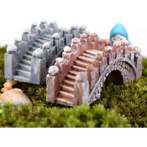 2Pcs Fairy Garden Ornaments, Miniature Bridge Micro Landscape Miniature Ornaments Dollhouse Garden Decor Fish Tank Aquarium Decoration Random Color Garden Miniatures(ZS330)