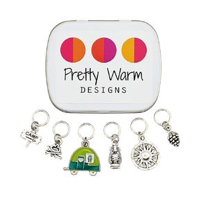 Go Camping Stitch Markers for Knitting With Storage Case | Handmade by Pretty Warm Designs | Metal Enamel Ring Marker Set Gift for Her Mom Grandma Friend Nature Lover Unique Fun Christmas Accessories