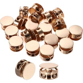 PATIKIL Cord Locks, 20Pcs Round Double Hole Spring Toggle Stopper for Drawstring Bag Shoelaces, Gold Tone