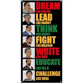 Black History Month Door Cover - African American Festival Banner Afro Celebration Black History Month Decoration, Classroom Door Decor Black Pride Heritage Party Banner for Home Porch