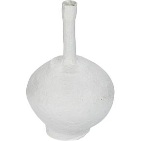 Creative Co-Op Round Decorative Paper Mache Taper Holder with Tall Neck, Whitewashed